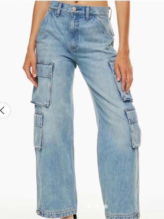 Denim Forum Denim - Denim Forum Light Blue Cargo Wide-Leg Jeans 90’s Millie Hi-Rise Cargo